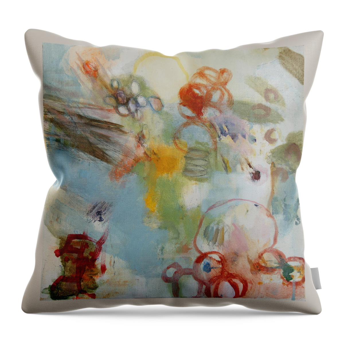 Abstract Throw Pillow featuring the painting Early Morning Whimsy by Janet Zoya