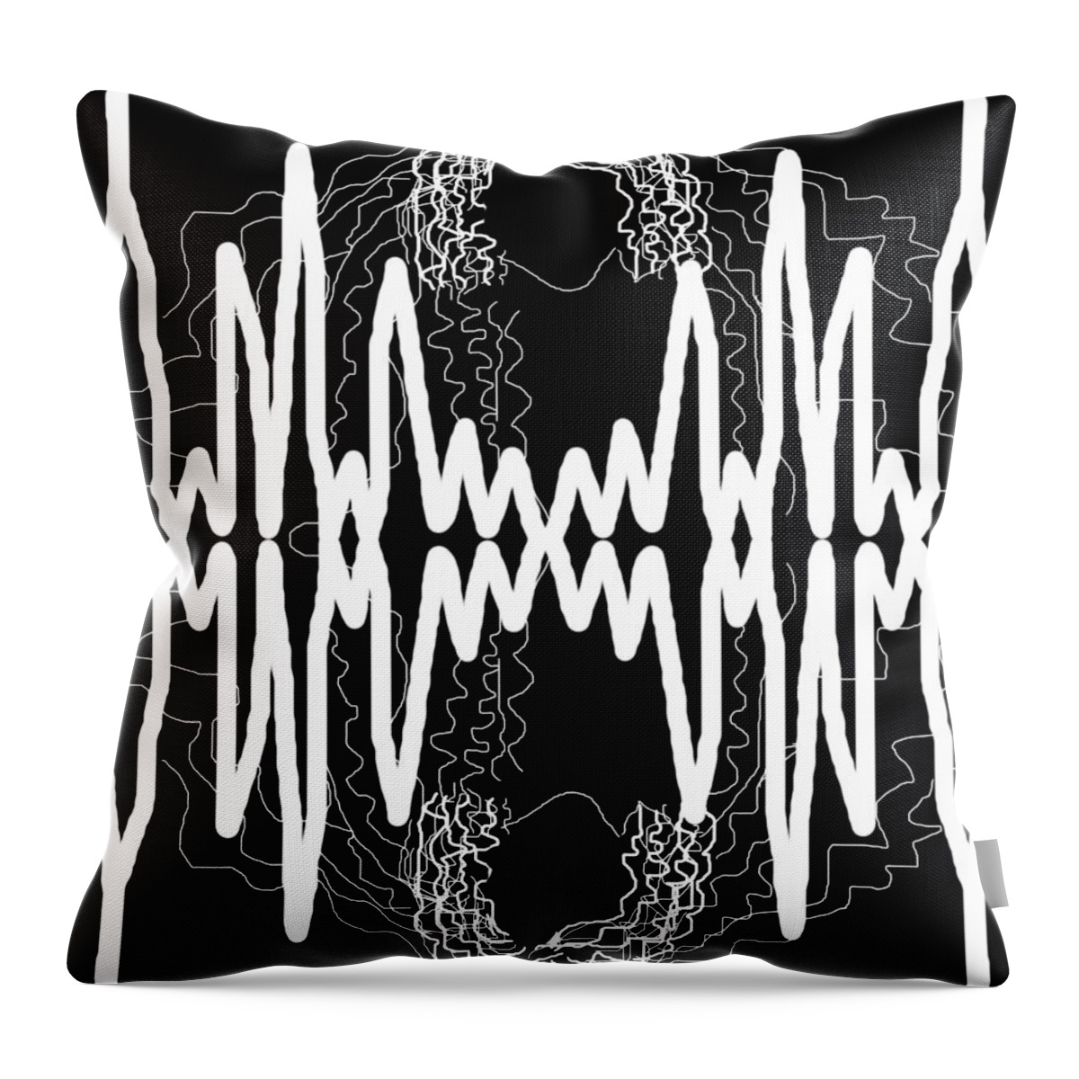 Modern Abstract Throw Pillow featuring the digital art White and Black Frequency Mirror by Joan Stratton