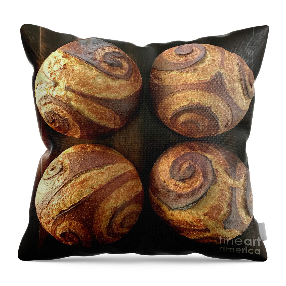 Bread Throw Pillow featuring the photograph White And Rye Sourdough Spiral Set 3 by Amy E Fraser