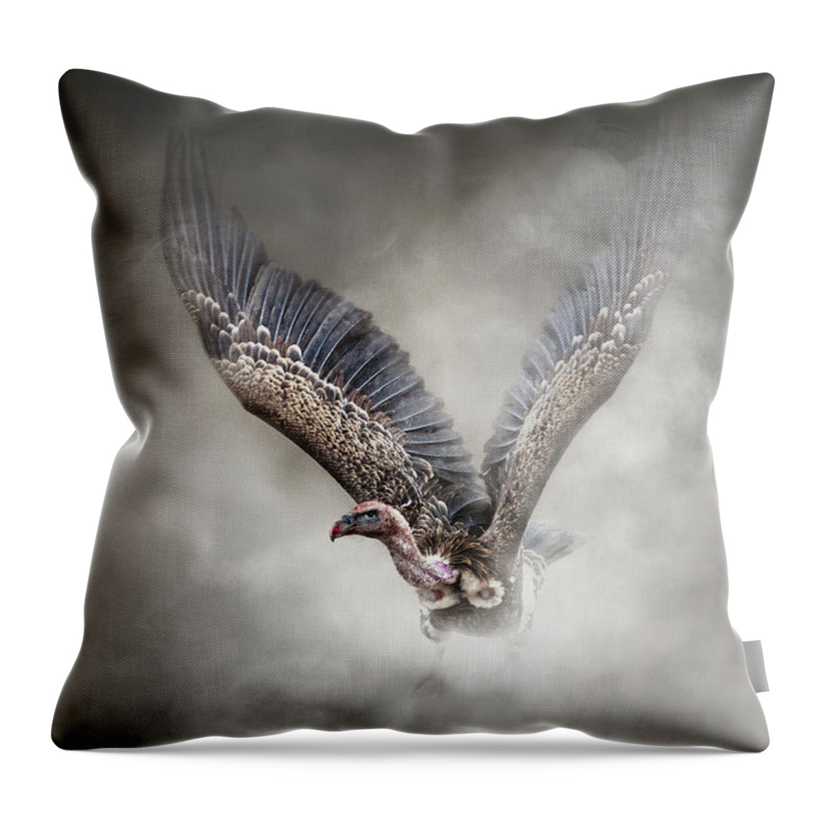 Gyps Africanus Throw Pillow featuring the photograph White-Backed Vulture - In The Dust by Good Focused