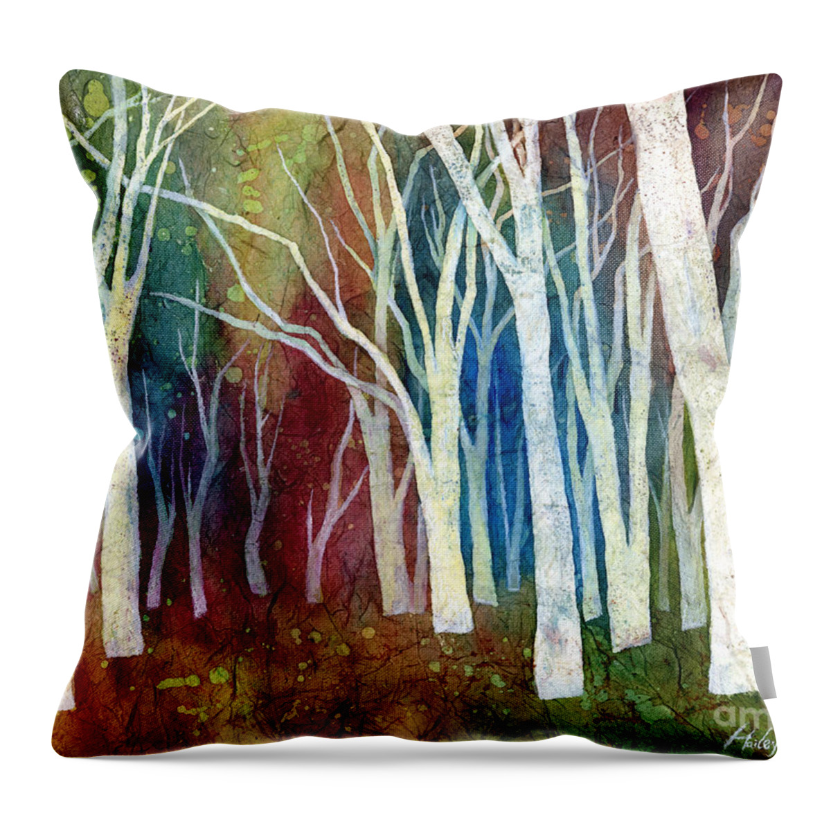 White Forest Throw Pillow featuring the painting White Forest I by Hailey E Herrera