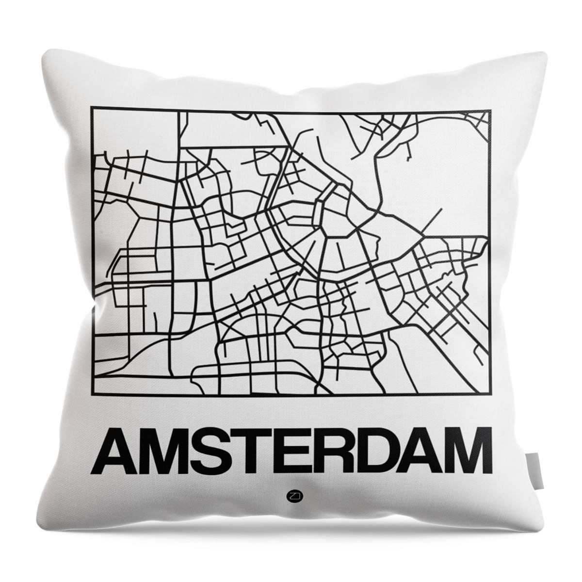 Amsterdam Throw Pillow featuring the digital art White Map of Amsterdam by Naxart Studio