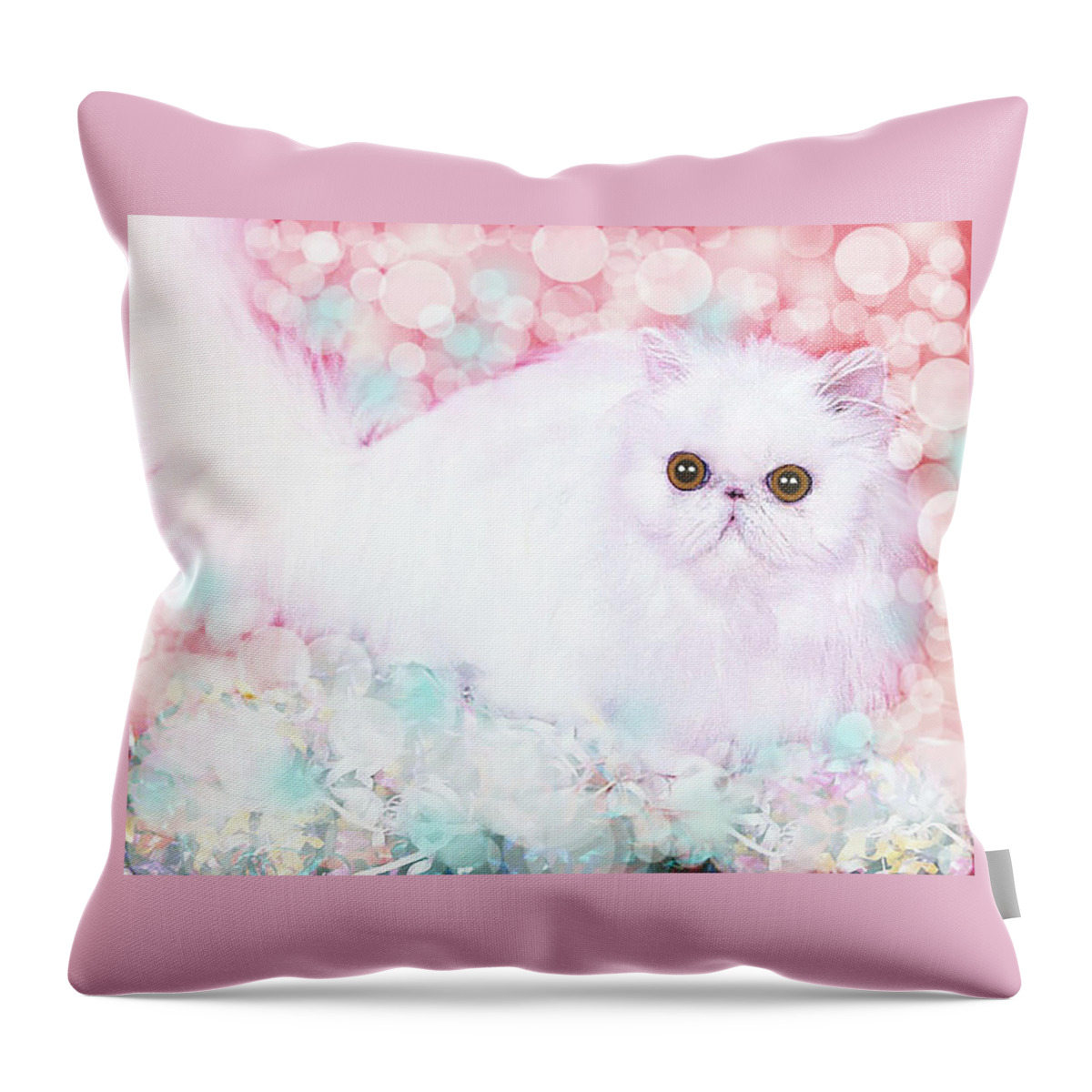 Cat Throw Pillow featuring the photograph White Persian by Nancy Tubb