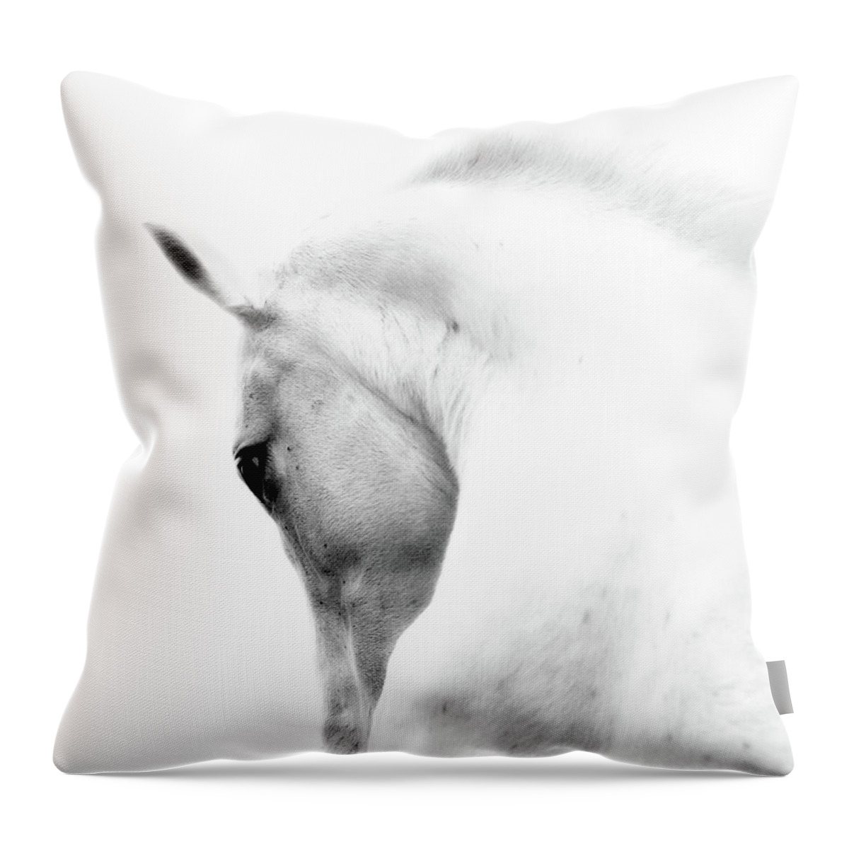Horse Throw Pillow featuring the photograph White Stallion Andalusian Horse Neck by 66north