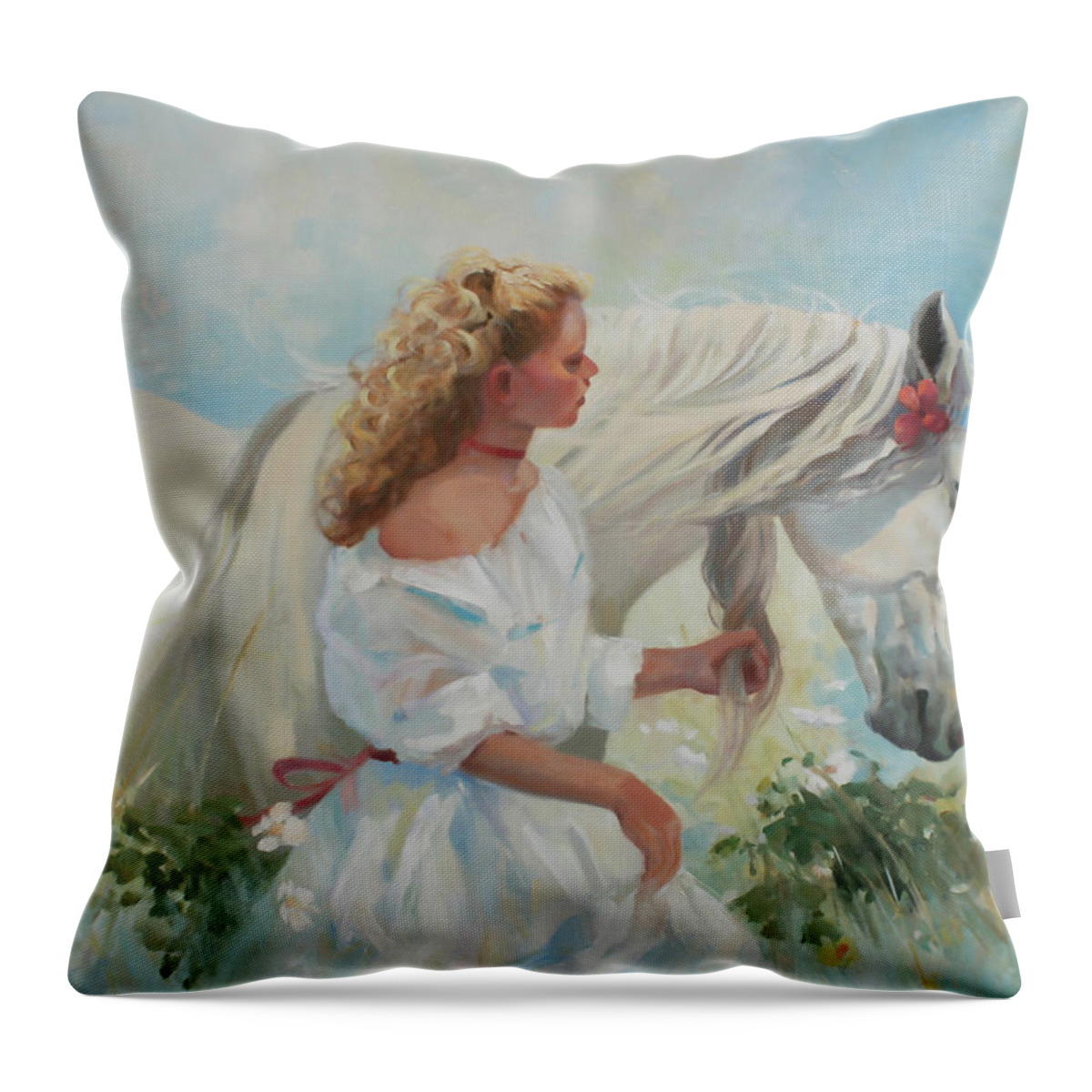 Figurative Art Throw Pillow featuring the painting White Velvet by Carolyne Hawley