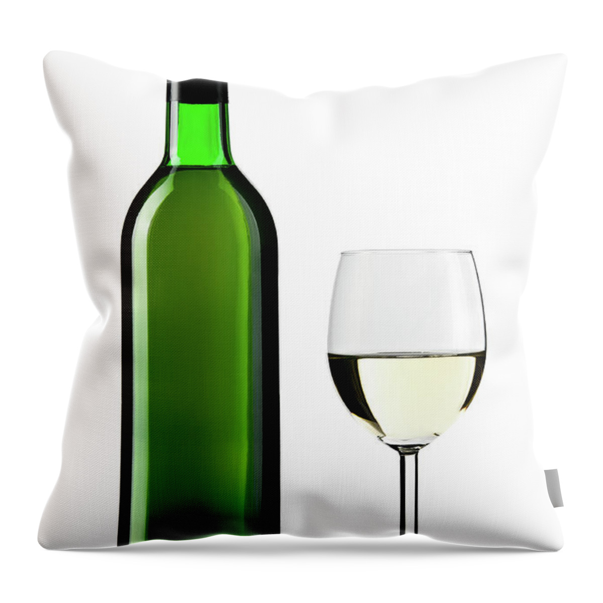 Shadow Throw Pillow featuring the photograph White Wine Bottle With Wine Glass by Domin domin