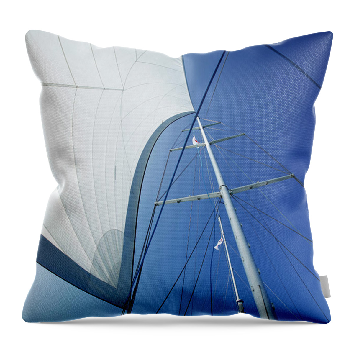 Cairns Throw Pillow featuring the photograph White Yacht Sail Against Blue Sky by John White Photos