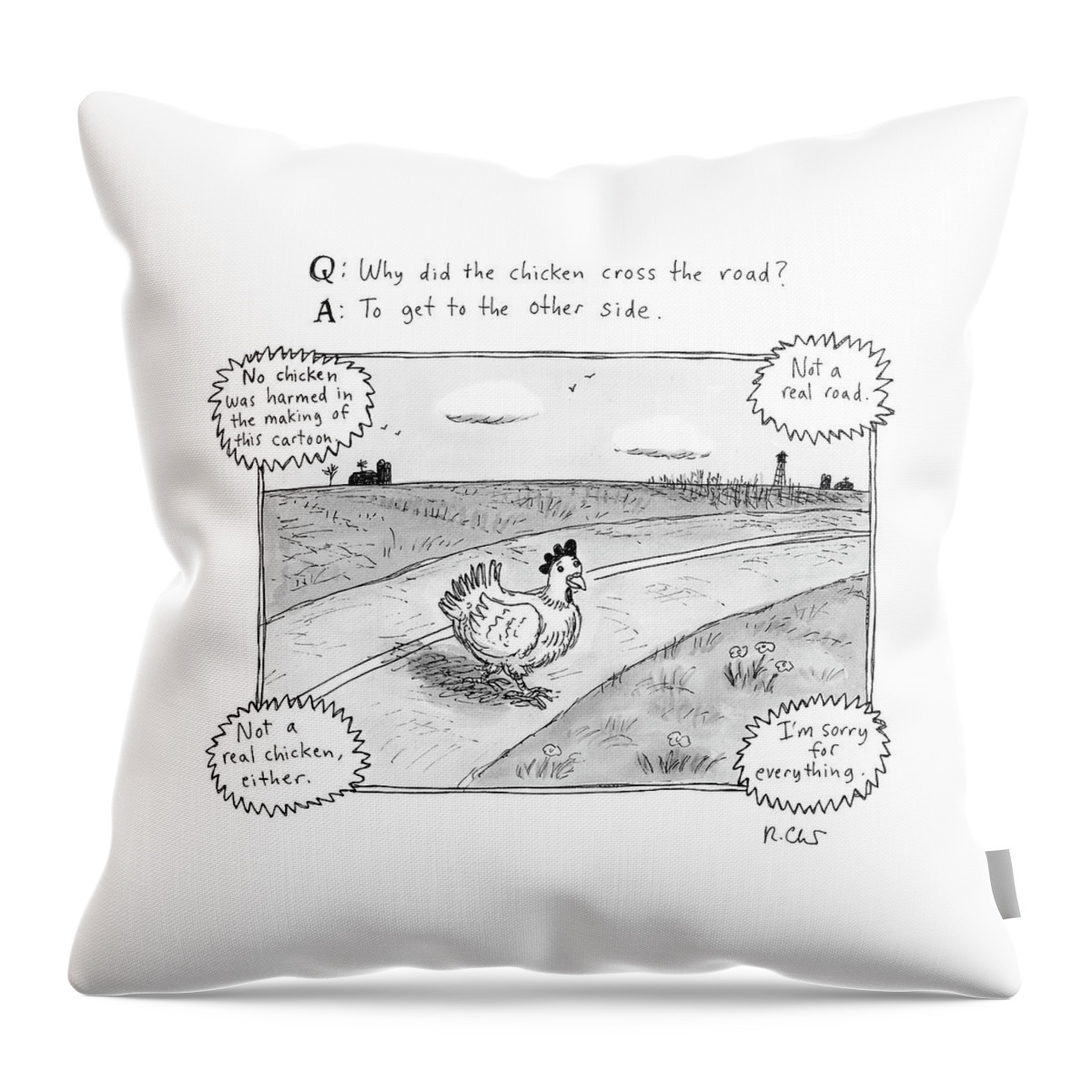 Why Did The Chicken Cross The Road Throw Pillow