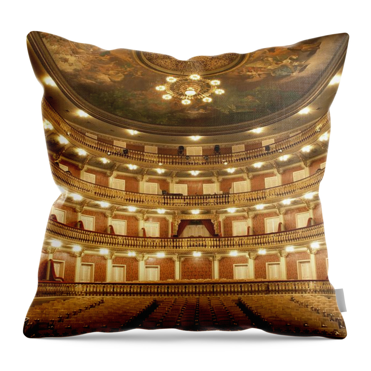 Art Throw Pillow featuring the photograph Wide Angle View Of Theater Interior by Jorgesa