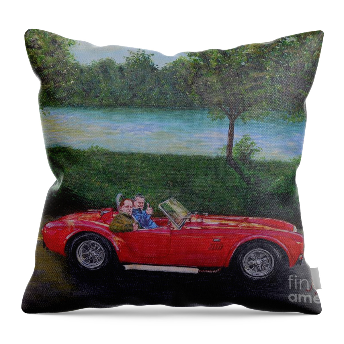 Red Throw Pillow featuring the painting Wild Red Cobra Ride by Aicy Karbstein