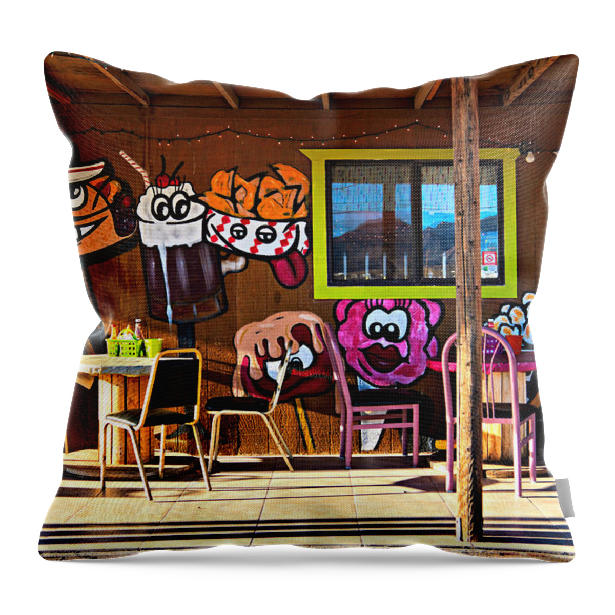 Restaurant Throw Pillow featuring the photograph Wild West Dining by Tatiana Travelways