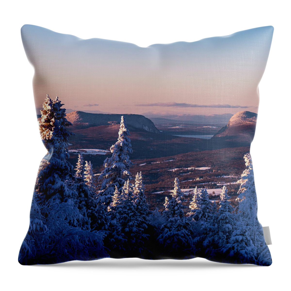 Willoughby Throw Pillow featuring the photograph Willoughby Gap Winter by Tim Kirchoff