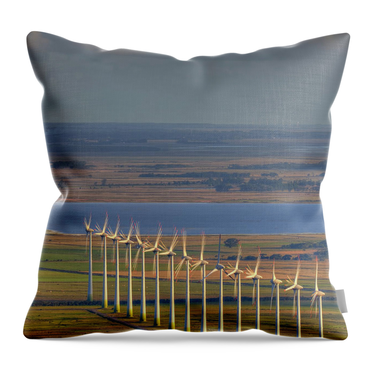 Environmental Conservation Throw Pillow featuring the photograph Wind Energy by By Roberto Peradotto