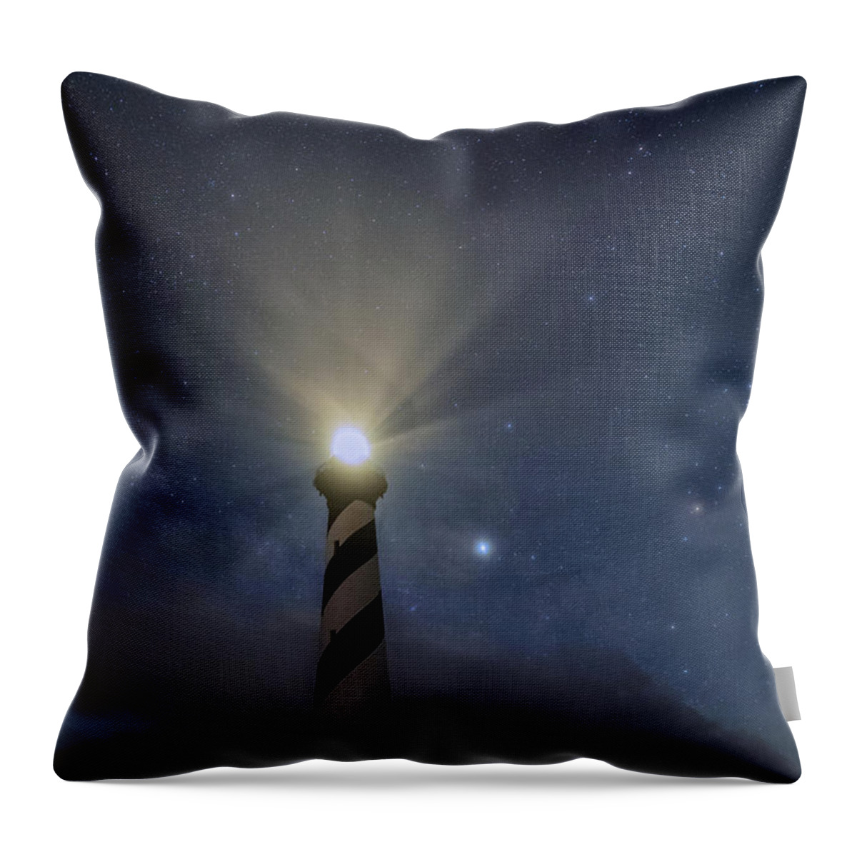 North Carolina Throw Pillow featuring the photograph Wind Over Hatteras Light by Robert Fawcett