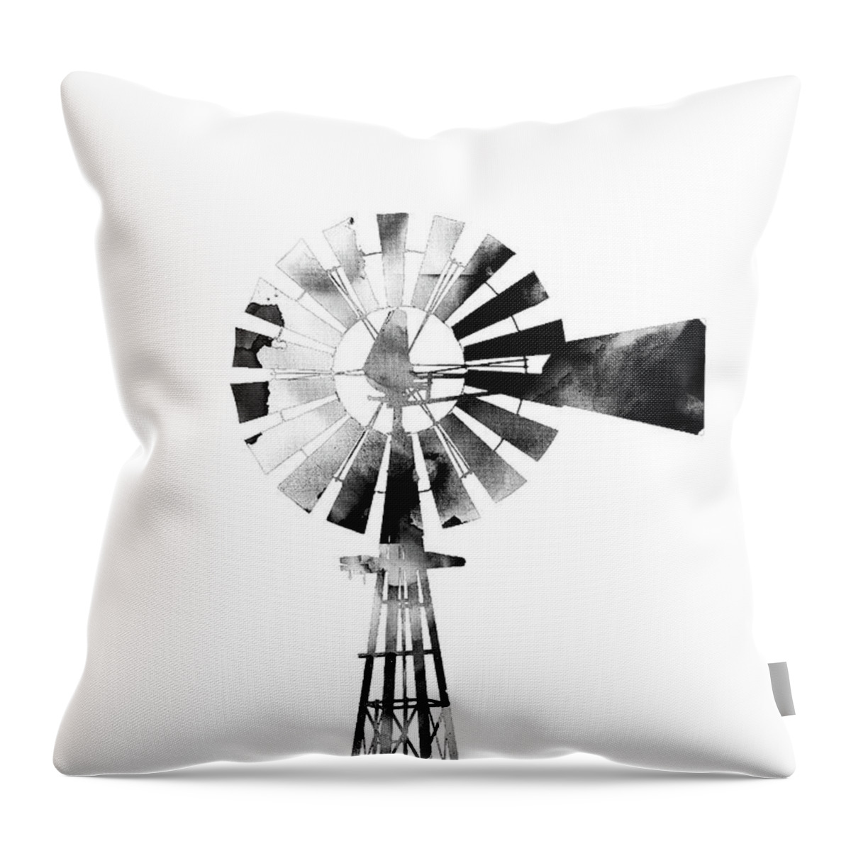 Texas Throw Pillow featuring the photograph Windmill 2 #blackandwhite by Andrea Anderegg