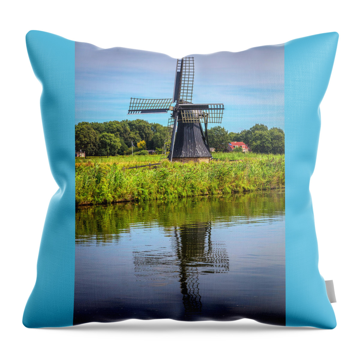 Barns Throw Pillow featuring the photograph Windmill in the Morning by Debra and Dave Vanderlaan