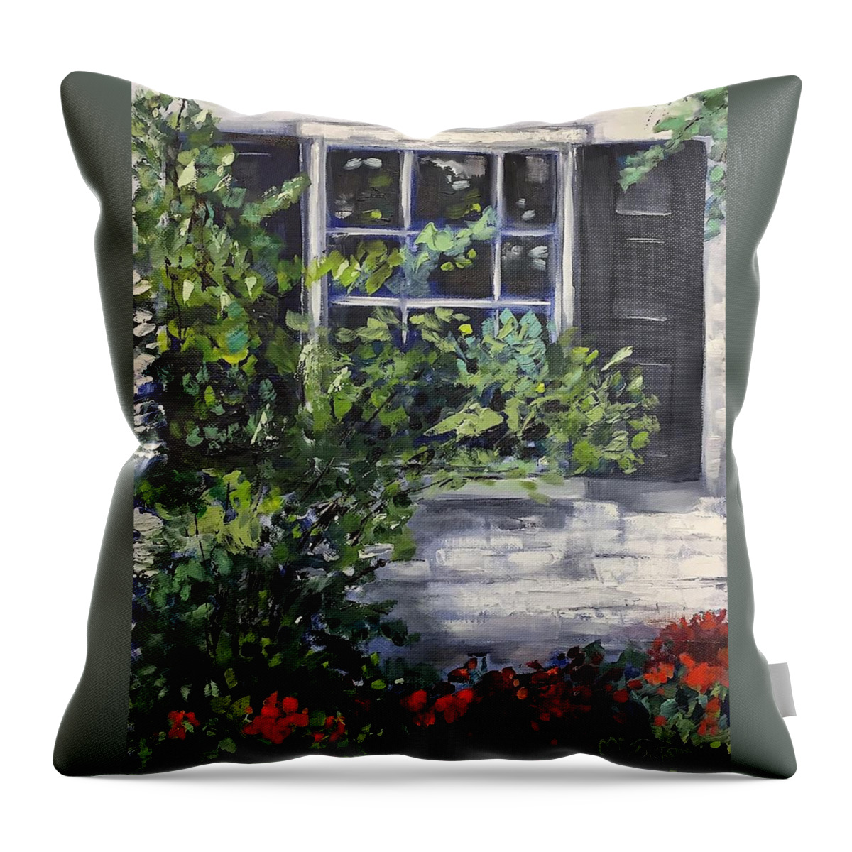 Melissa A. Torres Throw Pillow featuring the painting Window View by Melissa Torres