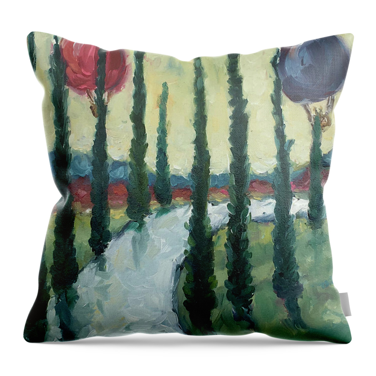 Wine Country Throw Pillow featuring the painting Wine Country Balloons by Roxy Rich