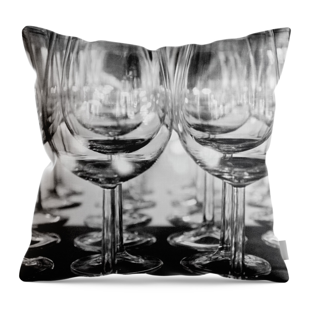 In A Row Throw Pillow featuring the photograph Wine Glasses by Cristina Corduneanu
