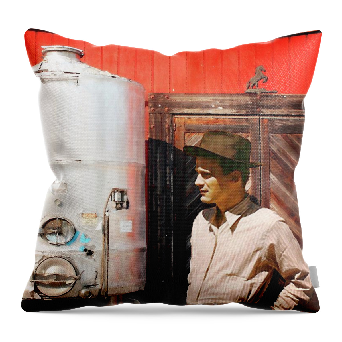 Winery Throw Pillow featuring the photograph Winery Worker by Timothy Bulone