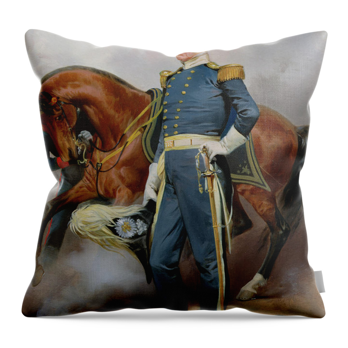 Winfield Throw Pillow featuring the painting Winfield Scott by Alonzo Chappel
