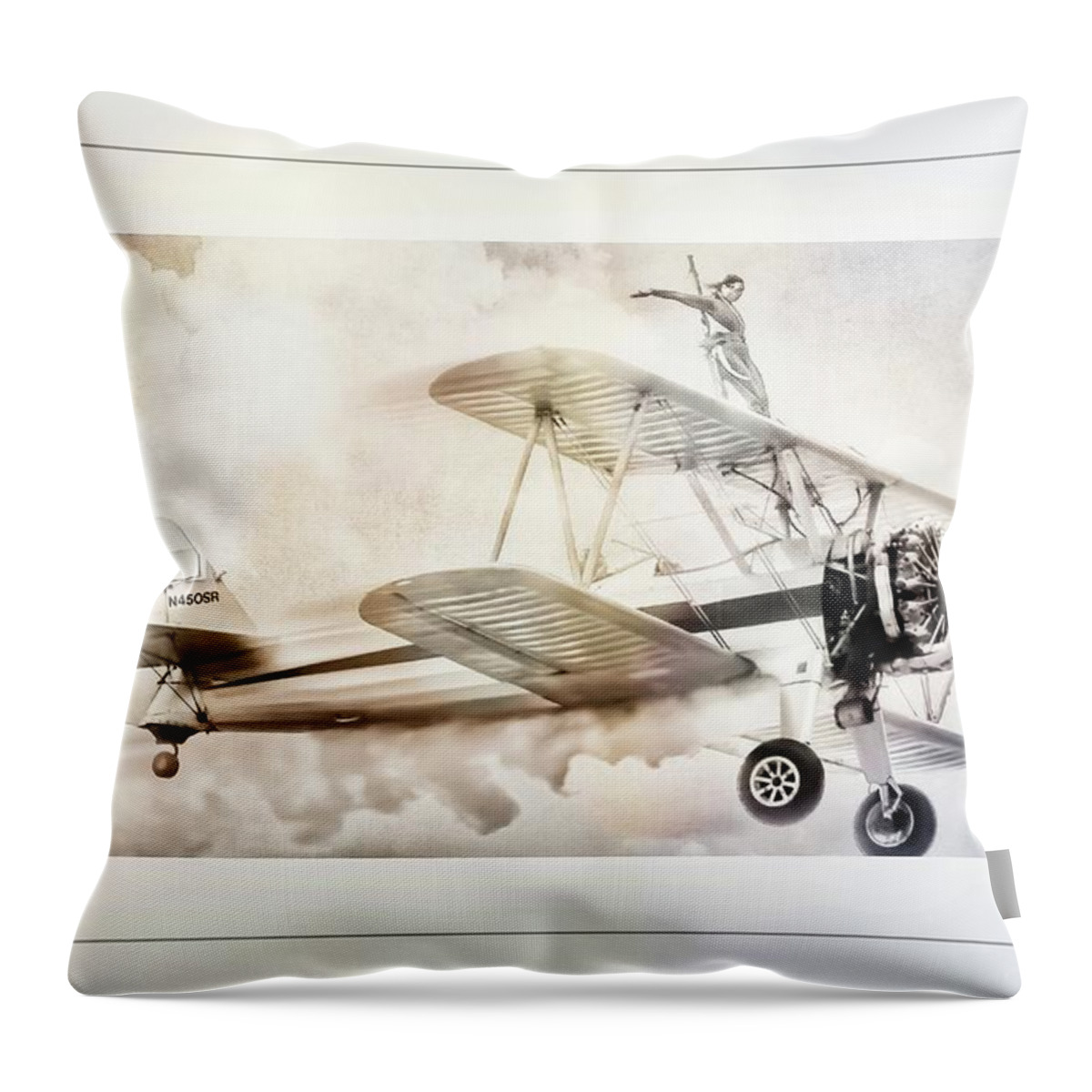 Aviation Throw Pillow featuring the photograph Wing Walker by Steve Benefiel