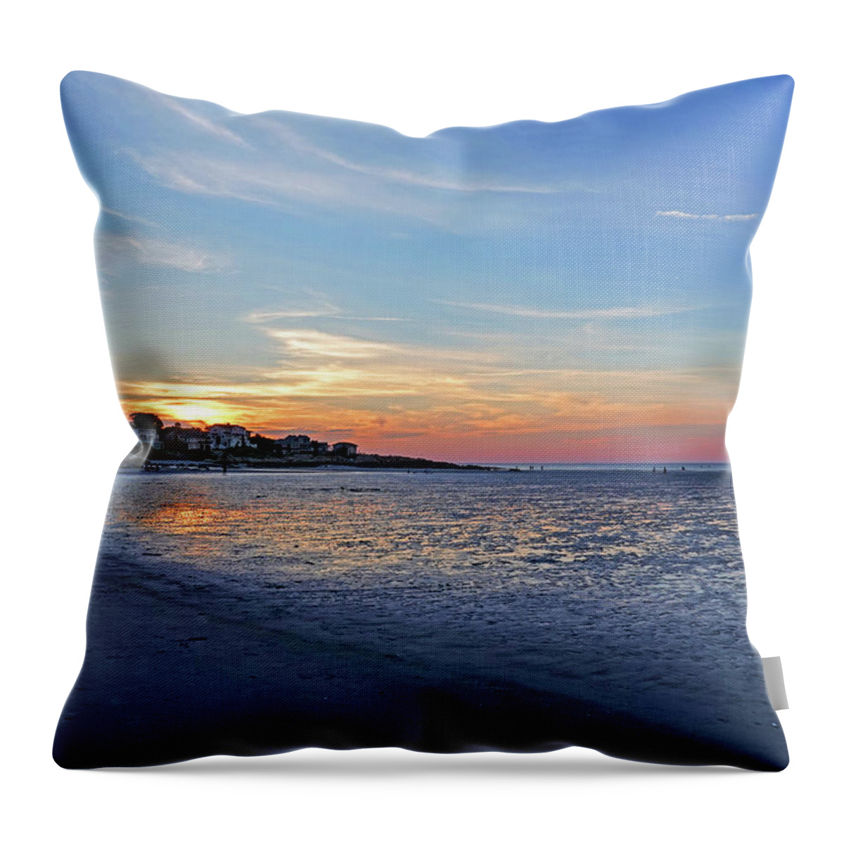 Wingaersheek Throw Pillow featuring the photograph Wingaersheek Beach Sunset Gloucester MA Pink Glow by Toby McGuire