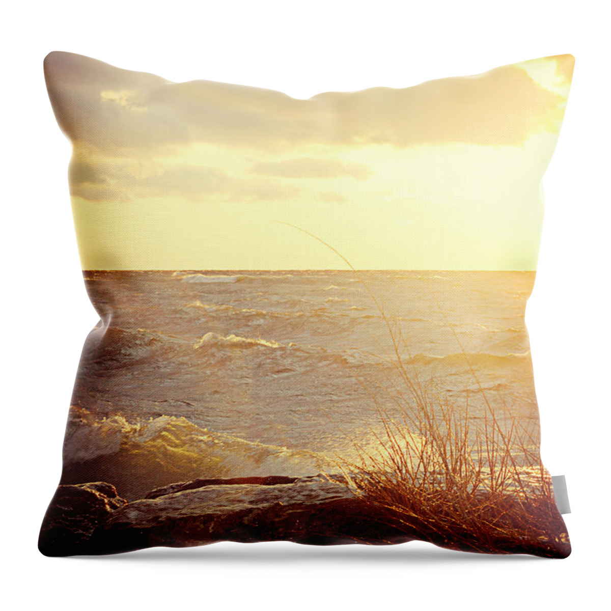 Scenics Throw Pillow featuring the photograph Winter At Lake Ontario by Anydirectflight