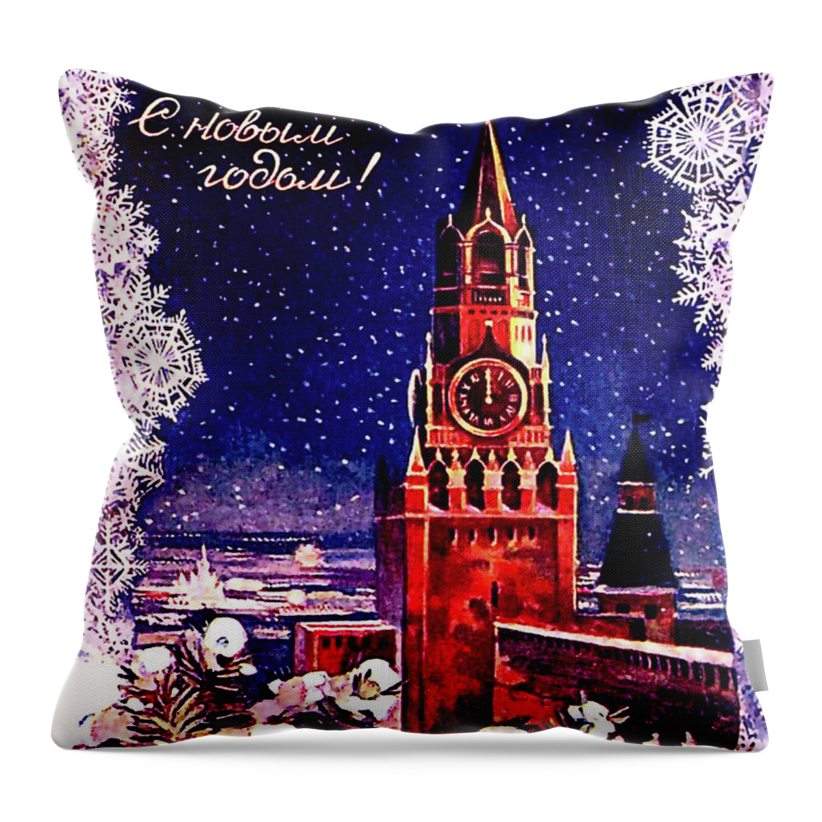 Red Square Throw Pillow featuring the digital art Winter in Red Square by Long Shot