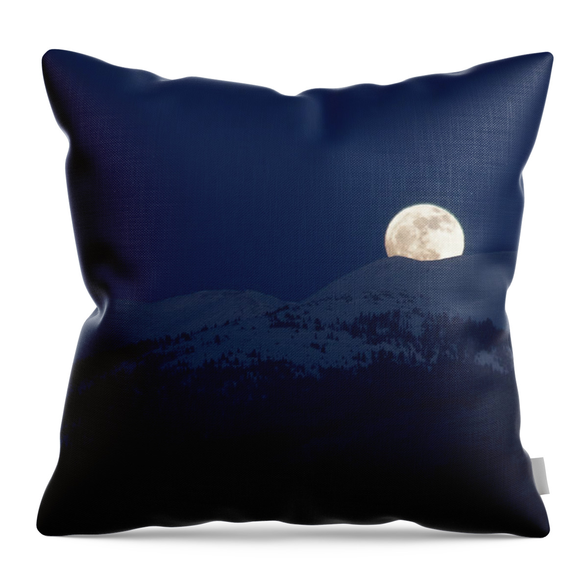 Scenics Throw Pillow featuring the photograph Winter Moonrise, Rocky Mountains by Josh Couts