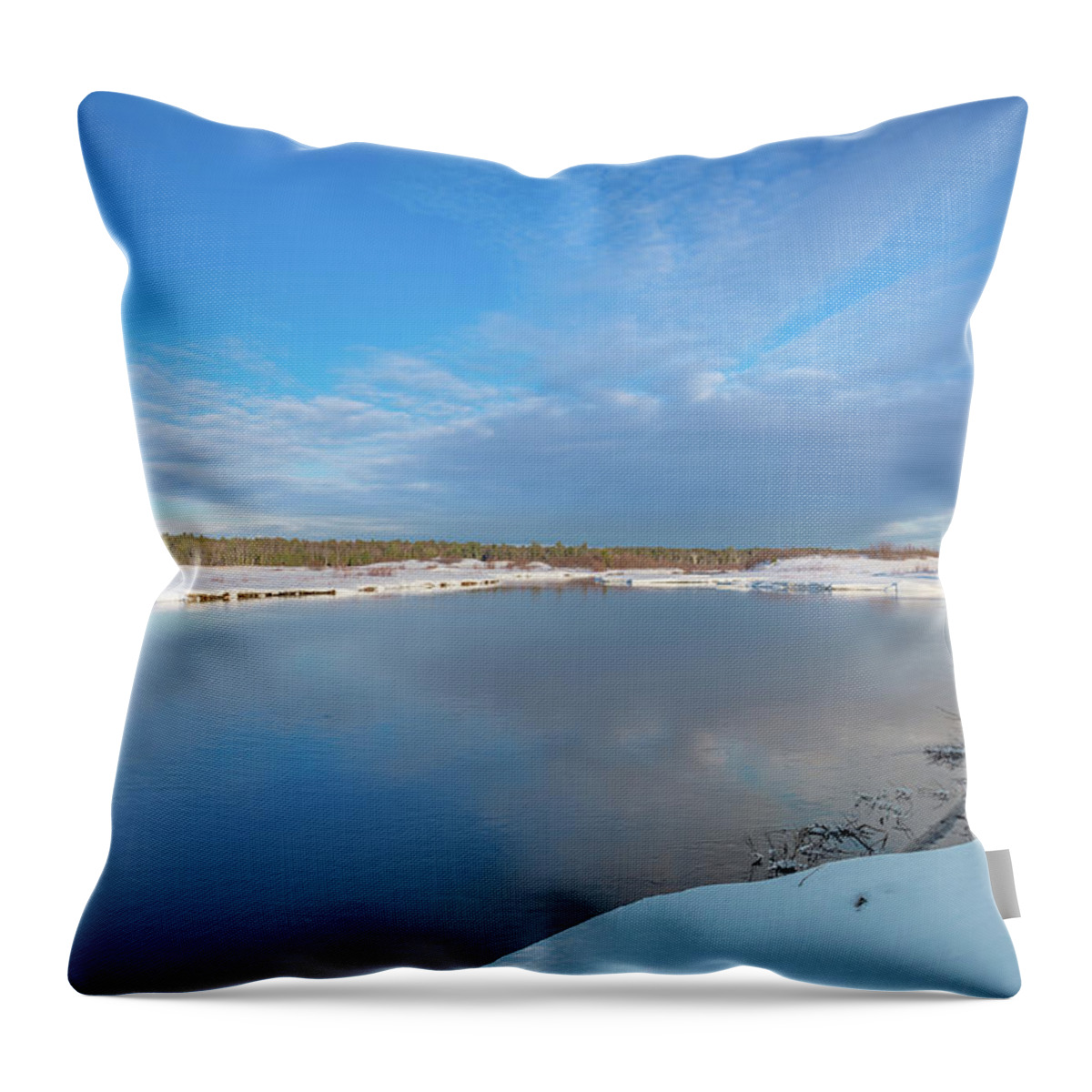 Grand Marais Mi Throw Pillow featuring the photograph Winter on the Sucker River by Gary McCormick