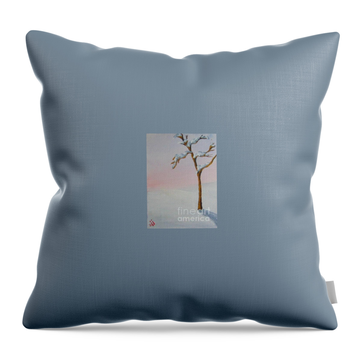 White Throw Pillow featuring the painting Winter Season by Saundra Johnson