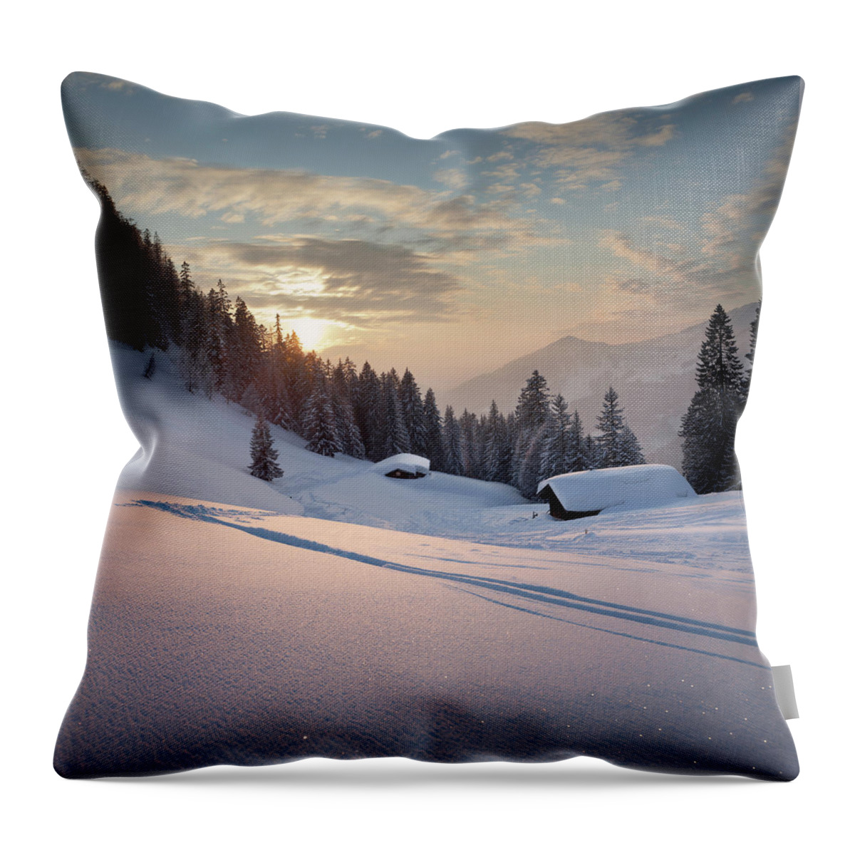 Glade Throw Pillow featuring the photograph Winter Sunset by Lorenzo104