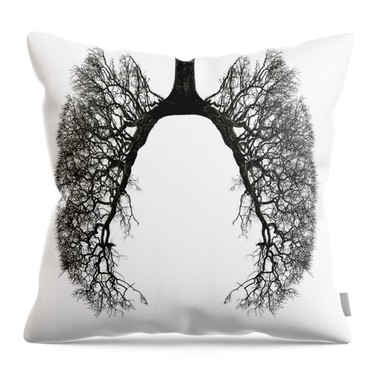Human Lung Throw Pillow featuring the photograph Winter Tree Branches In The Shape Of by Mike Hill
