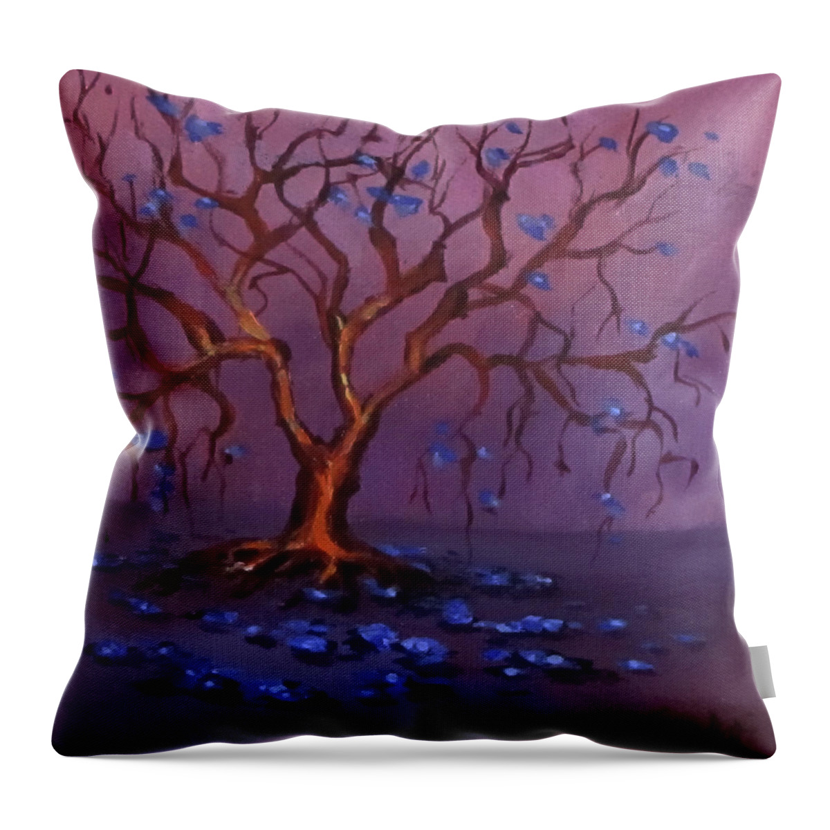 Tree Throw Pillow featuring the painting Winter Tree by Karen Ilari