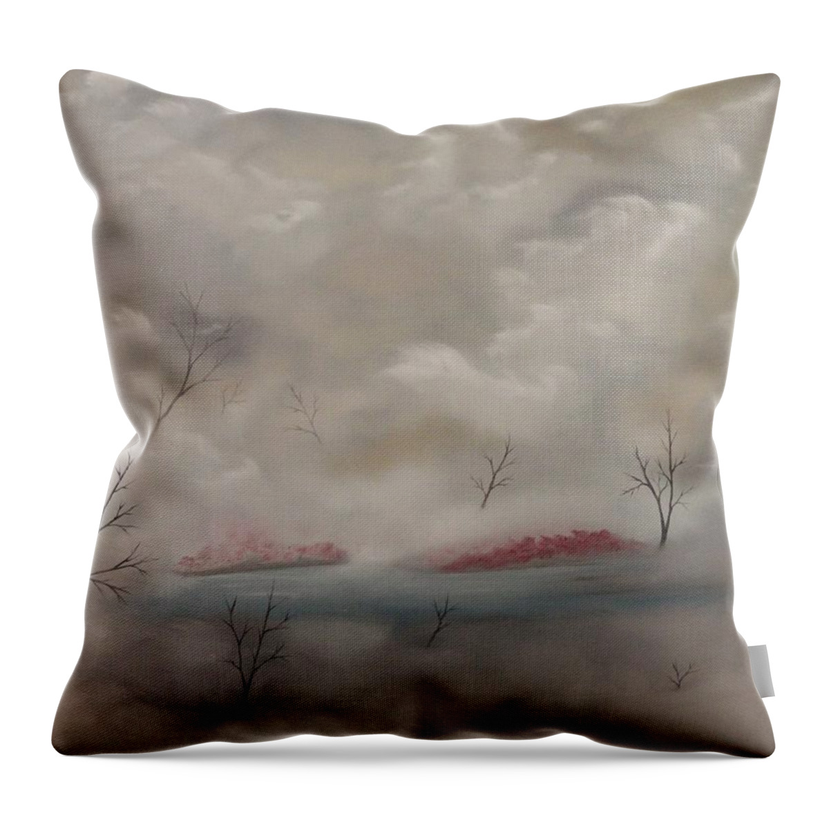 Winter Throw Pillow featuring the painting Winters Fog by Berlynn