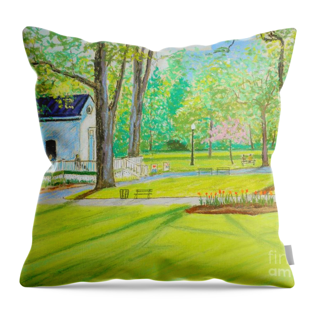 Pastels Throw Pillow featuring the pastel Wishing for Spring by Rae Smith PAC