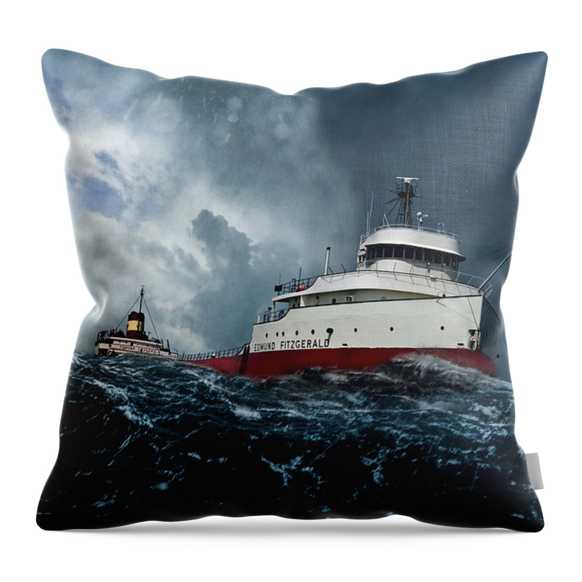 Edmund Fitzgerald Throw Pillow featuring the digital art Witch Of November by Peter Chilelli