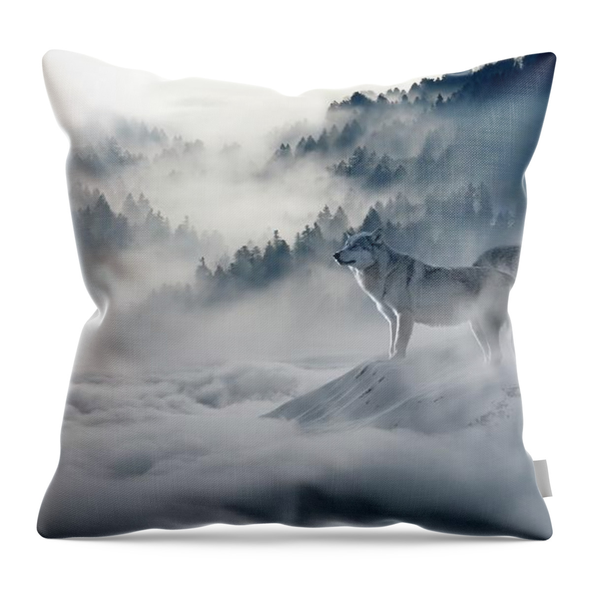 Photo Throw Pillow featuring the photograph Wolfs in the snow by Top Wallpapers