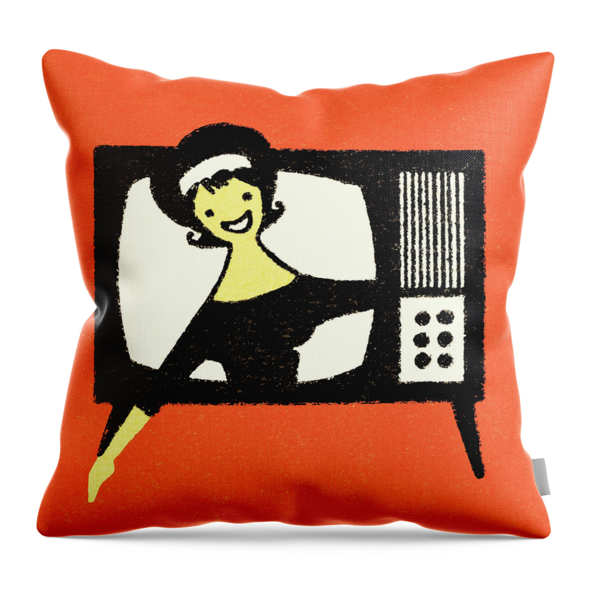 Actor Throw Pillow featuring the drawing Woman coming out of the tv by CSA Images