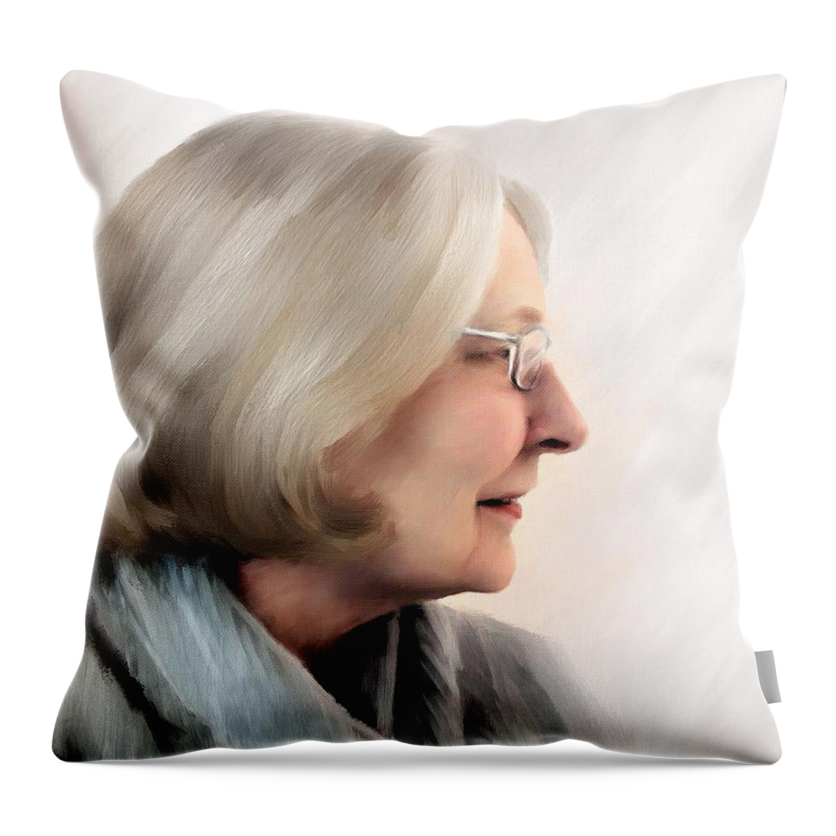 Woman Throw Pillow featuring the painting Woman in Grey by Diane Chandler