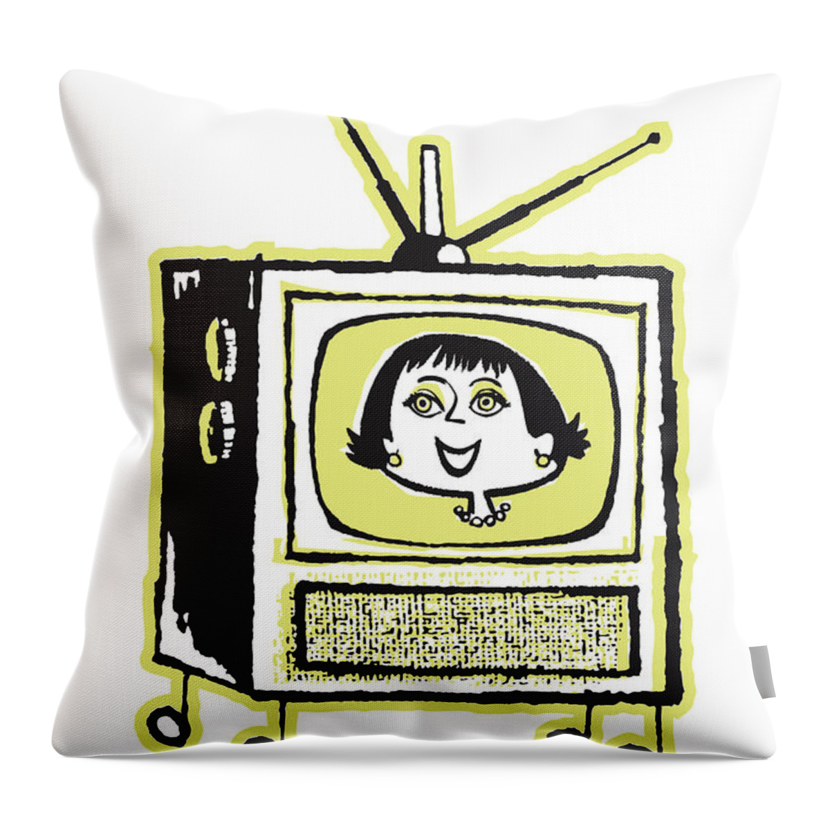 Actor Throw Pillow featuring the drawing Woman on Television by CSA Images