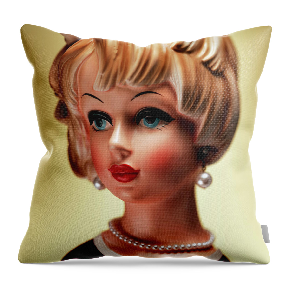 Accessories Throw Pillow featuring the drawing Woman Wearing Pearls by CSA Images