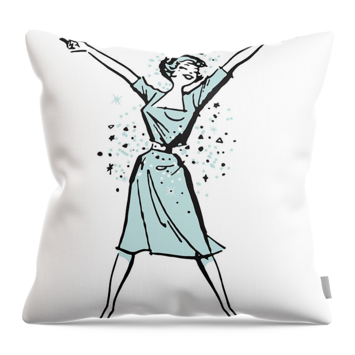 Adult Throw Pillow featuring the drawing Woman with Arms in the Air by CSA Images