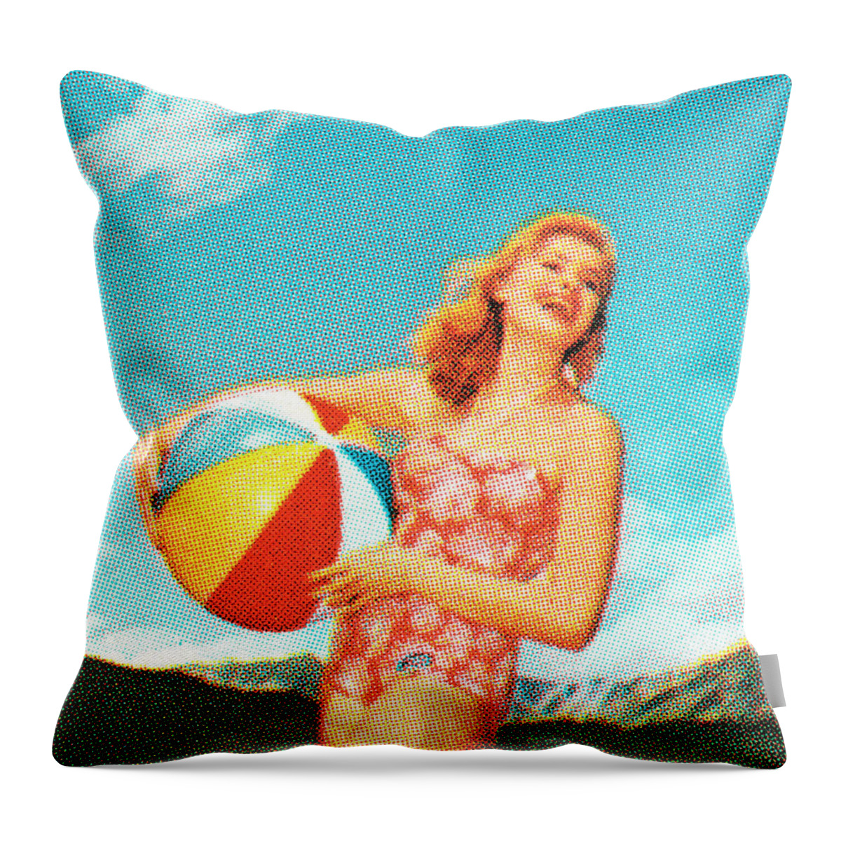 Activity Throw Pillow featuring the drawing Woman with beach ball by CSA Images