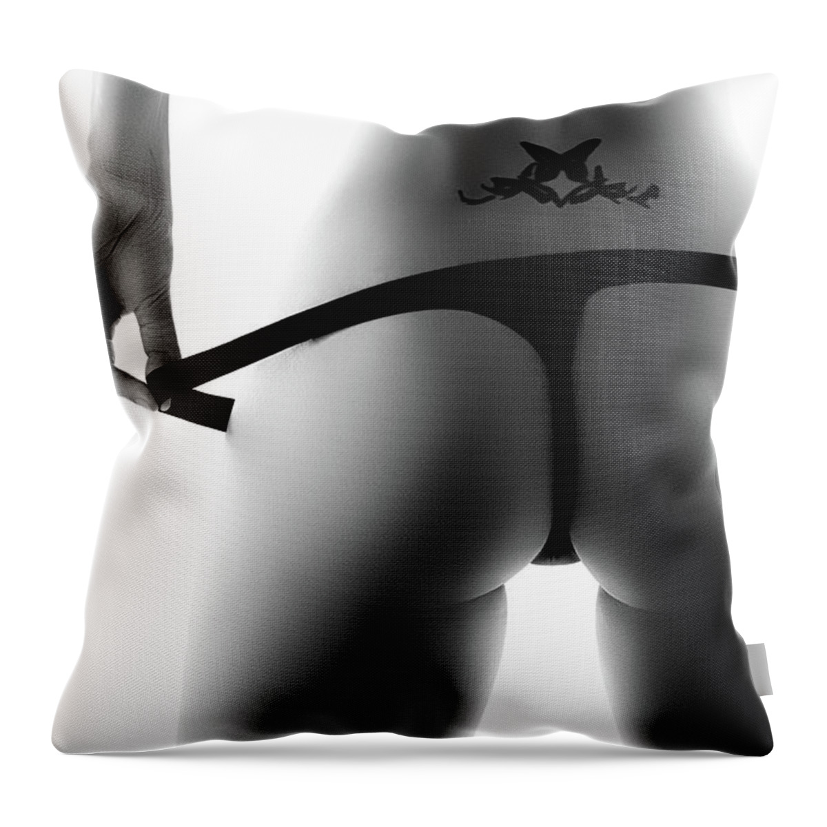Woman Throw Pillow featuring the photograph Woman's buttocks close-up from behind by Johan Swanepoel