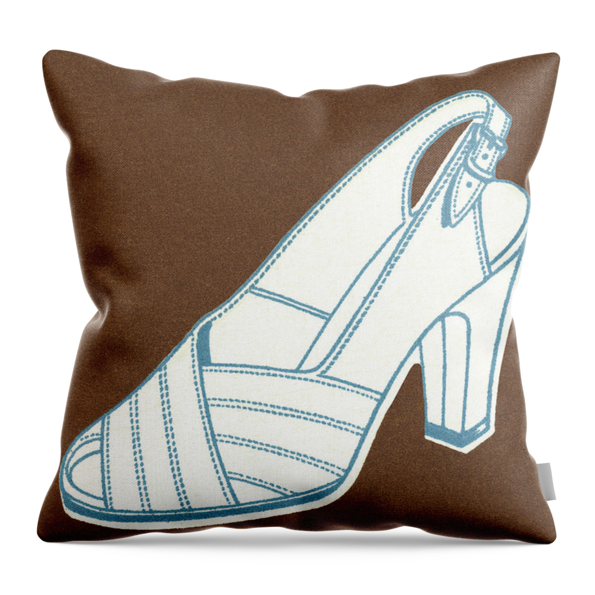 Brown Background Throw Pillow featuring the drawing Woman's Shoe by CSA Images