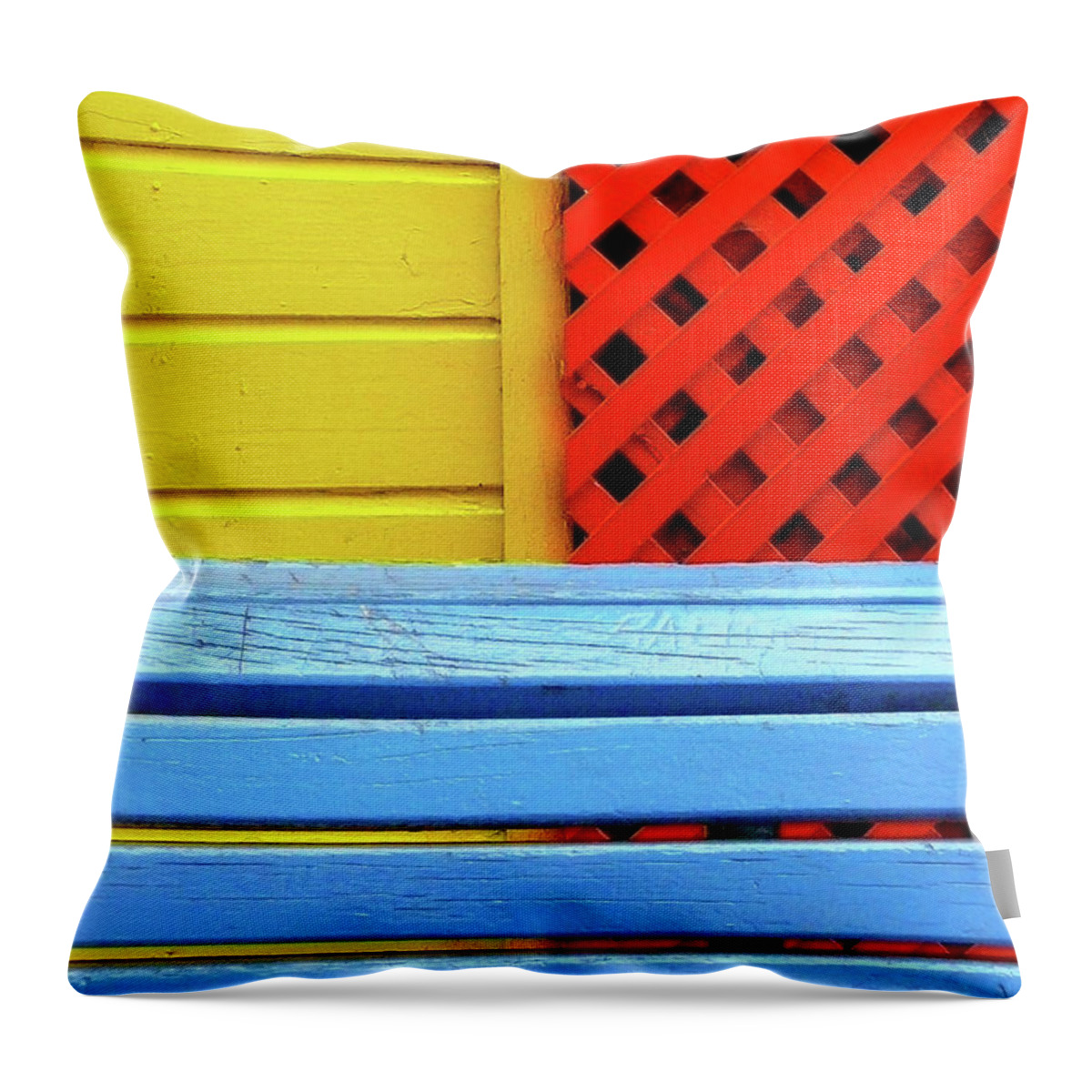 Crisscross Throw Pillow featuring the photograph Wood And Colors by By Felicitas Molina