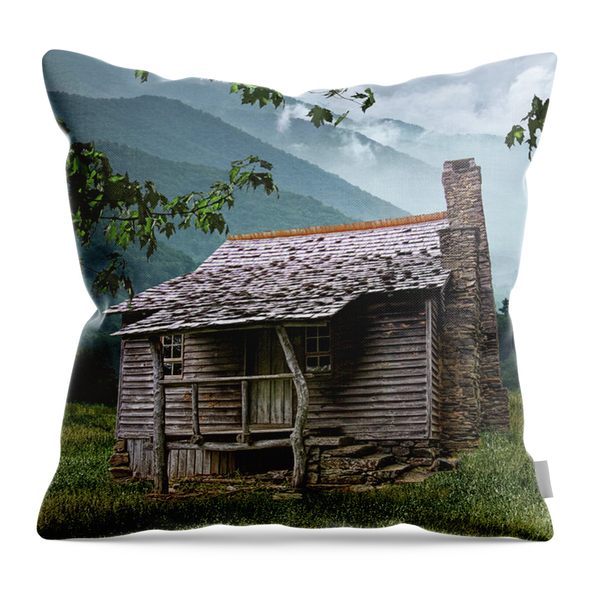 Art Throw Pillow featuring the photograph Wood Cabin in the Hills by Randall Nyhof