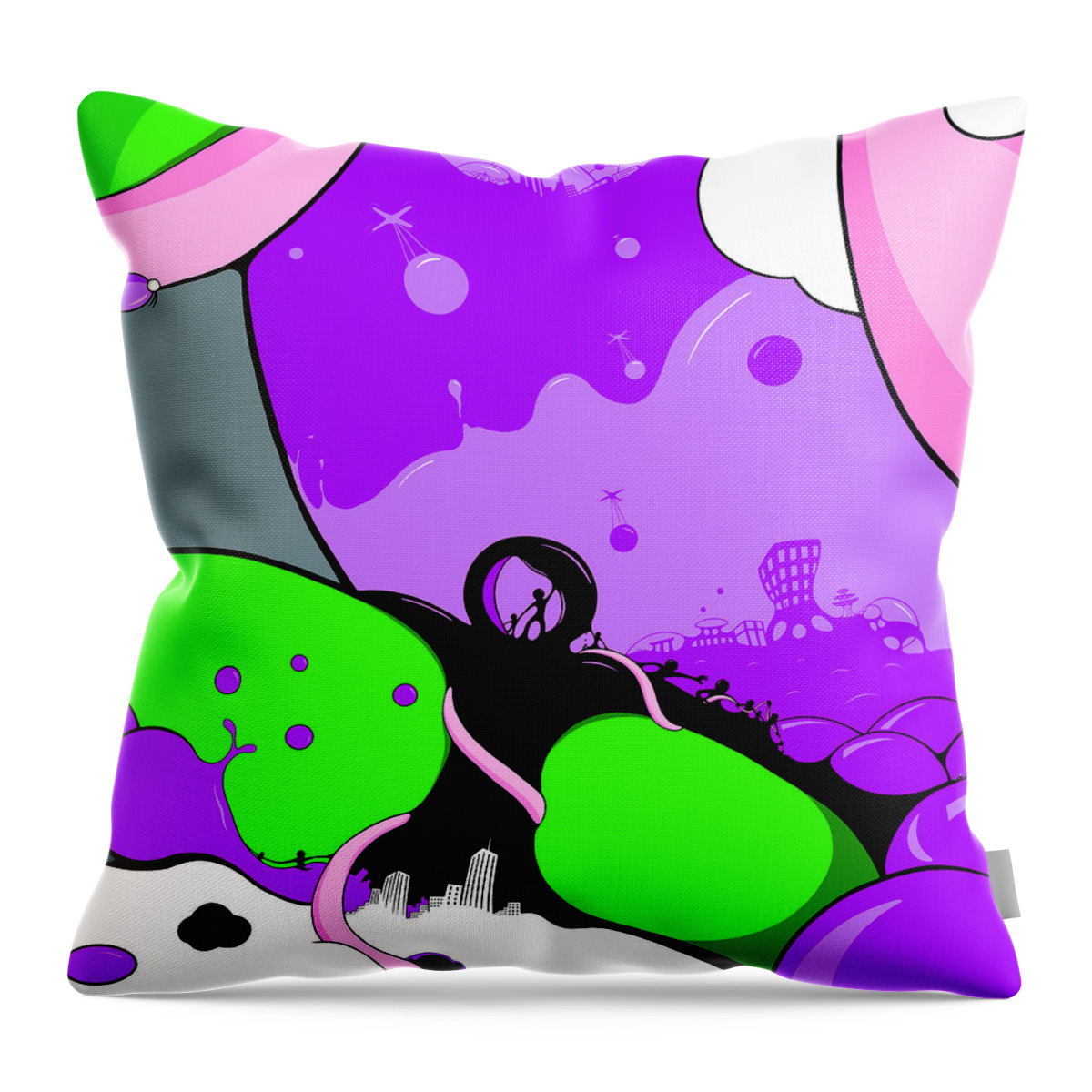  Throw Pillow featuring the drawing Wormhole for Queen Duvet by Craig Tilley